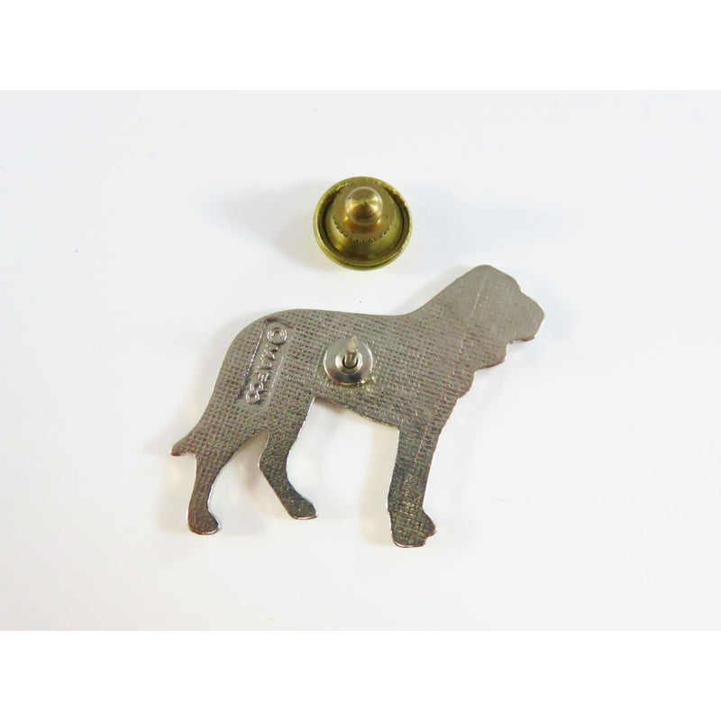 Bloodhound Dog Brown Enamel Silver Tone Lapel Hat Pin 1.5" Mafco