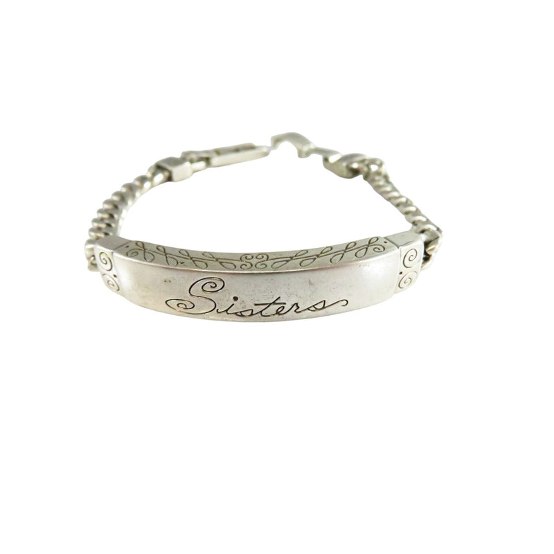 Brighton Sisters Silver Tone Curb Link Bracelet 7" Long With 3/4" Extension — Silver — front view