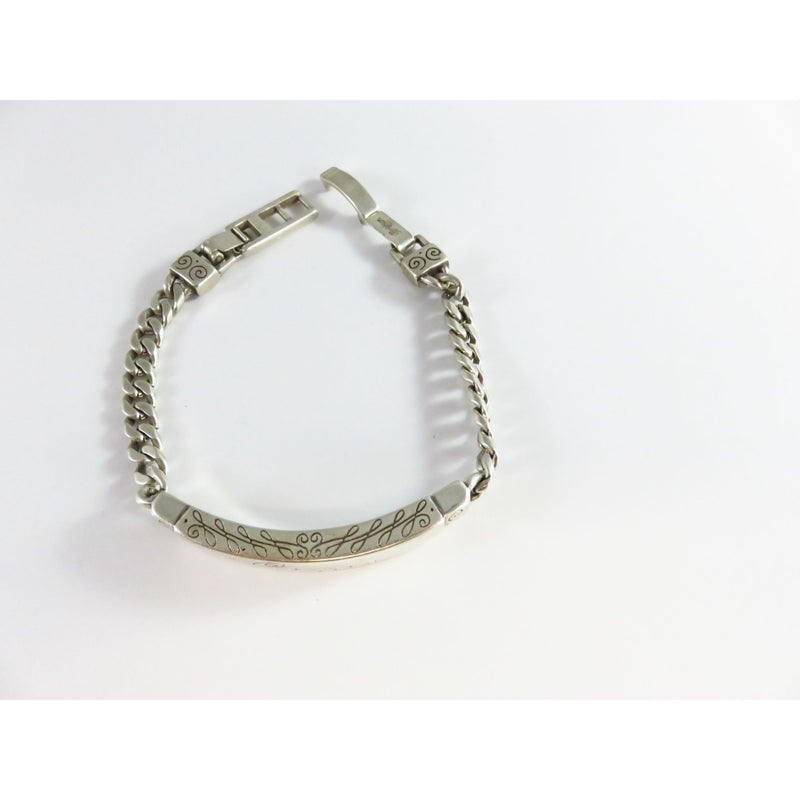 Brighton Sisters Silver Tone Curb Link Bracelet 7" Long With 3/4" Extension