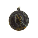 Antique Catholic Religious Pendant Medal With Jesus & Mother Mary High Reliefs 1 3/4" Round — front view