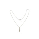 5 Stone Drop Pendant Necklace With Clear Glass Stones & Silver Colored Metal 20" Box Chain Spring Ring Closure — Silver — fro