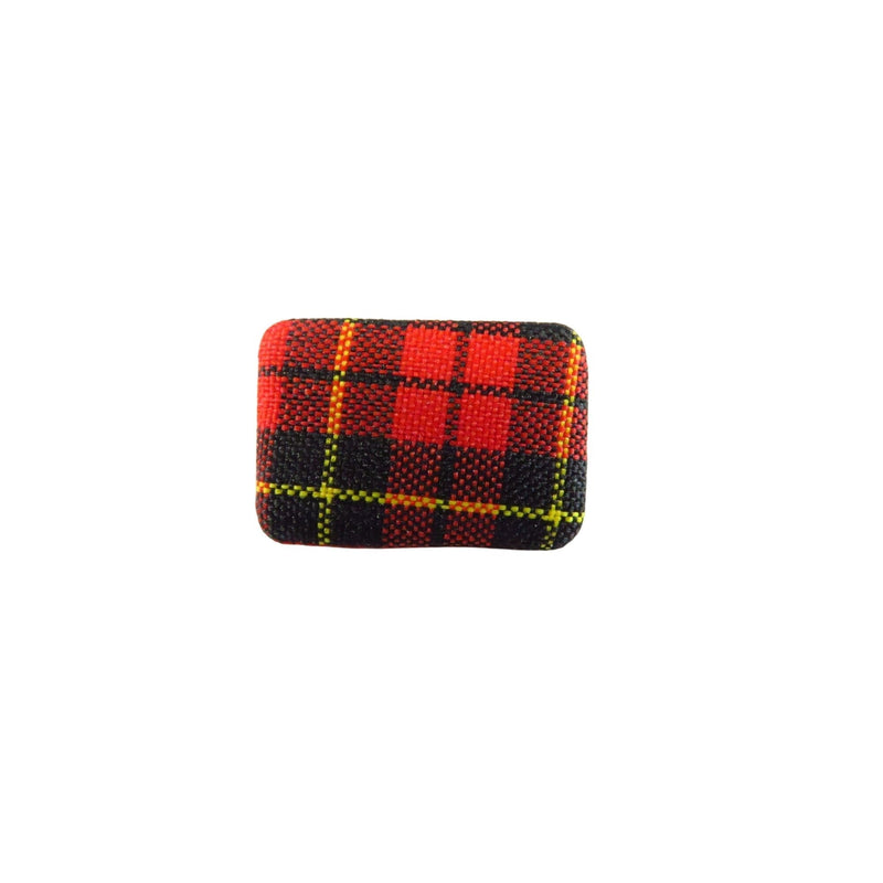 Scottish Pride Scotland Yard Red Black Gold Plaid Rectangular Lapel Hat Pin 1" Across — Gold — front view