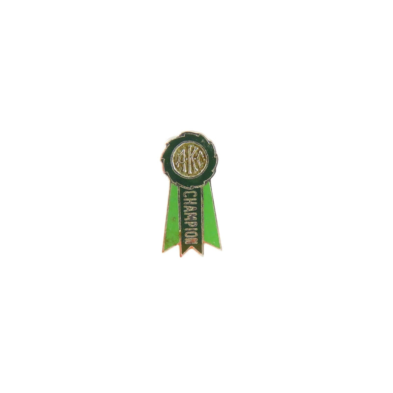 AKC Champion Ribbon Form Tie Tack Lapel Pin Green Enamel Sterling Silver Rare Made By Danecraft — Sterling Silver, Silver — f