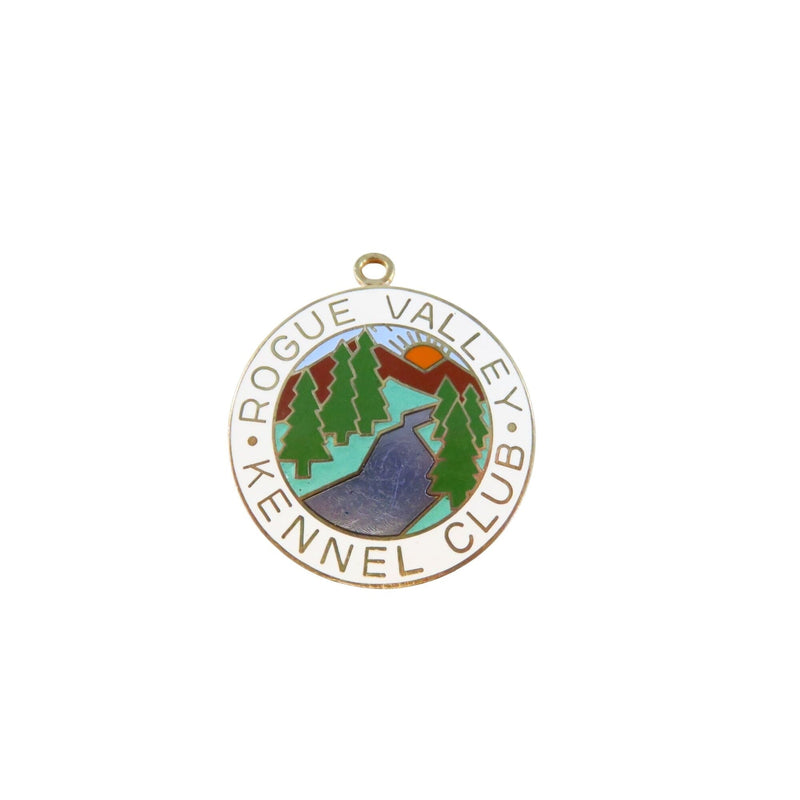 Rogue Valley Kennel Club Medallion Enameled Dog Show Medal 1.5" Round Gold Tone Pendant — Gold, Enamel — front view