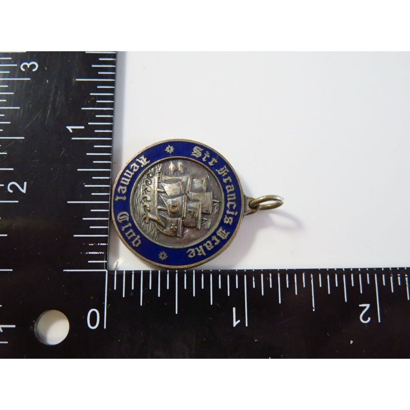 Vintage Sir Francis Drake Kennel Club Dog Show Medal Blue Enamel Silver Tone 1" Round Pendant