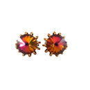 Vintage Rivoli Crystal Clip-On Earrings 7/8" Round Burnt Orange Enamel Base Metal — Enamel — front view