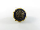 Back of American Legion pin stamped PAT. DE. 54296 with screw-back nut