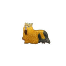 Vintage Mafco Crowned Yorkie Dog Lapel Pin With Brown & Black Enamel Accents — Silver, Enamel — front view