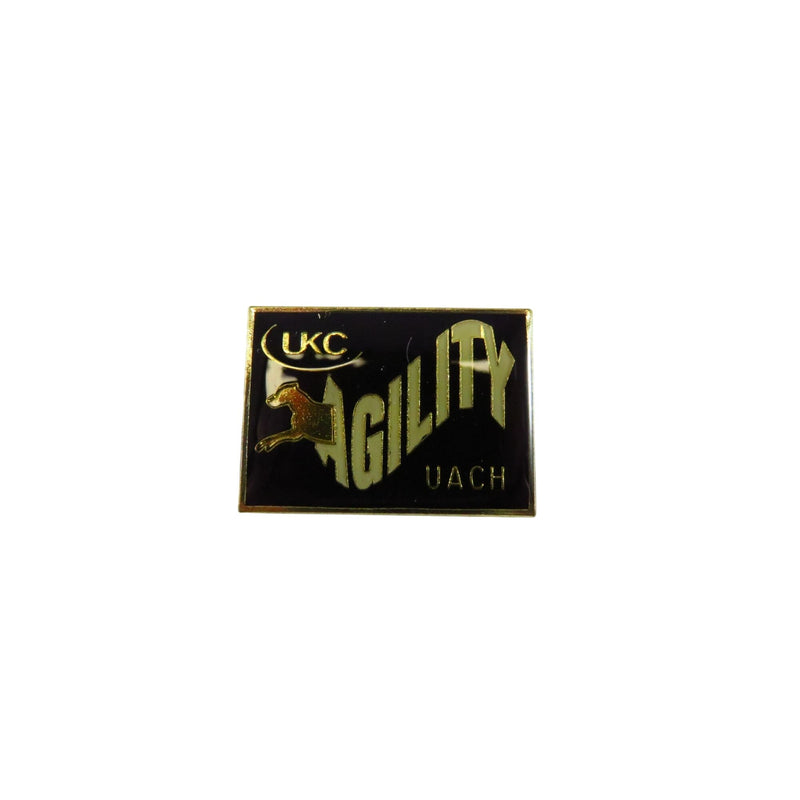 UKC UACH Agility Award Lapel Hat Pin 1" Rectangle Gold Tone & Black