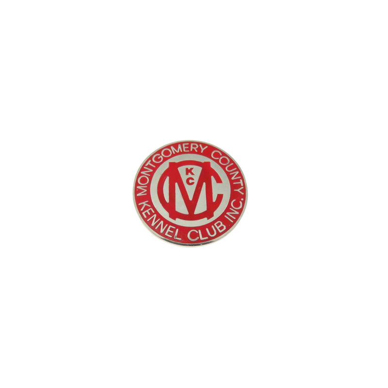 Montgomery County Kennel Club Inc. Red & Silver Vintage Lapel Pin With Ribbon Hanger Loop