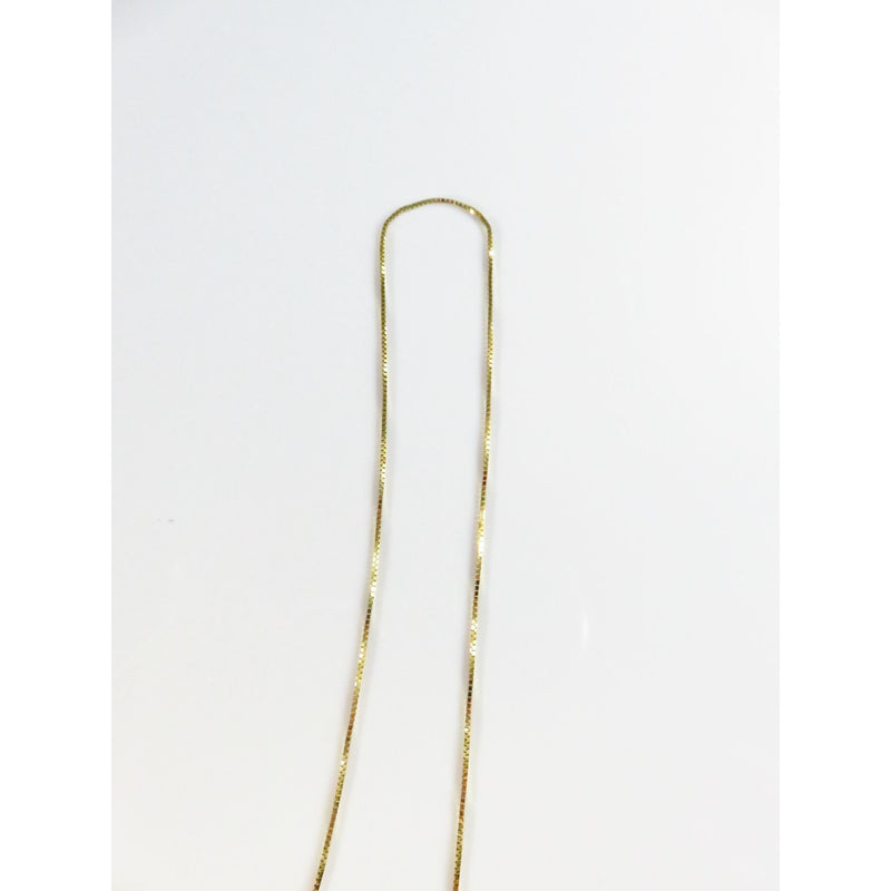 10K Gold Box Chain Necklace 24" Long With Spring Ring Closure