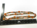 Long Multi Strand Freshwater Pearl Carnelian Agate and Pink Coral Chip Necklace with RS China 925 Sterling Clasp, 43 Inch