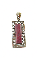 925 Thulite Plaque Pendant Sterling Rectangular Pendant 2" Drop — Jewelry & Watches:Fine Jewelry:Fine Necklaces & Pendants:Di