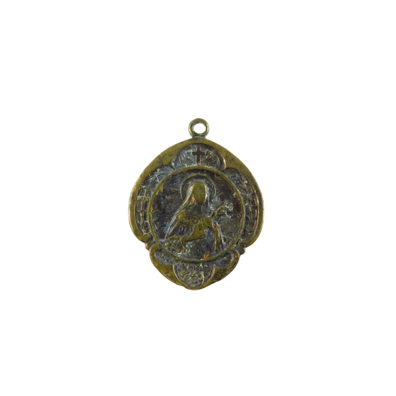 Antique St. Thérèse Of Lisieux Religious Medal Pendant 1" — front view