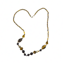 23 3/4" TL Beaded Tigers Eye Gem Stone Necklace with Sterling Lobster Clasp — Silver — front view
