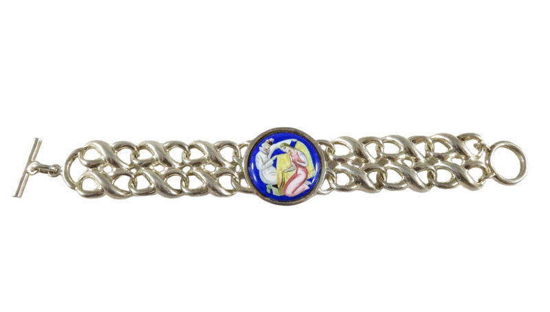 Charles Krypell Sterling Toggle Bracelet in Silver with Porcelain Plaque insert — Jewelry & Watches:Fine Jewelry:Fine Bracele
