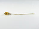Antique Art Nouveau Floral Stick Pin Gold Tone Faux Seed Pearl Clear Glass Rhinestone Cravat Lapel Tie Pin 2 3/8 Inch