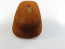Vintage Rust Orange Plush Velvet Ring Display Riser Stand Oval Dome with Satin Lined Top Slot 3 1/4 Inch