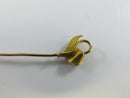 Antique Art Nouveau Floral Stick Pin Gold Tone Faux Seed Pearl Clear Glass Rhinestone Cravat Lapel Tie Pin 2 3/8 Inch