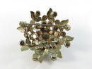 Weiss Peridot Green Rhinestone White Enamel Floral Tiered Dome Brooch Pin Gold and Silver Tone for Repair Restoration