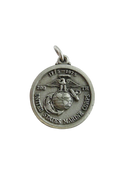 USMC 1775 1975 200th Bicentennial Eagle Globe Anchor Medal Charm Silver Tone Pewter Base Metal with Jump Ring 11/16 Inch