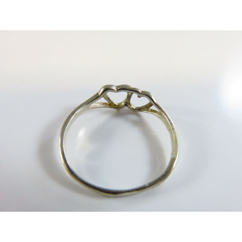 Sterling Silver Double Heart Band Ring Size 7.75 MW Mark