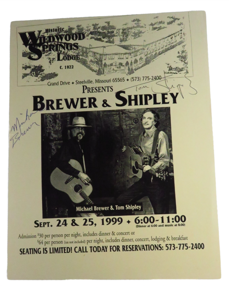 Brewer & Shipley Wildwood Springs Lodge Autographed Mini Concert Poster Advert — front view