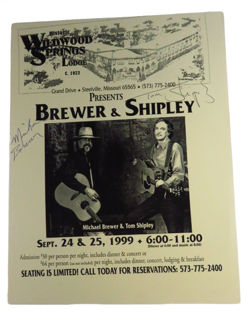 1999 Brewer & Shipley Wildwood Springs Lodge Autographed Mini Concert Poster Advert