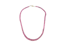 Natural Pink Gemstone Disc Bead Choker Necklace with 14K Gold Filled Filigree Box Clasp, Graduated 15 Inch Strand