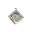 Vintage John Alden Mechanical Pendant Watch - Diamond Shape, 1966 — Silver • Diamond — front view