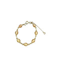 Vintage 12K Gold Filled Cameo Bracelet With Safety Chain & 7 Carved Cameos — Gold — front view