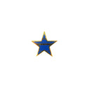 Vintage Gold Tone & Blue Enamel Star Shaped Pinback Hat/Lapel Pin 3/4" Across — Gold, Enamel — front view