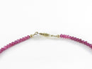 Natural Pink Gemstone Disc Bead Choker Necklace with 14K Gold Filled Filigree Box Clasp, Graduated 15 Inch Strand