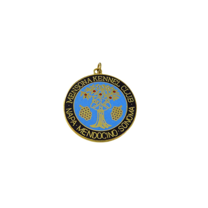 Vintage Mensona Kennel Club Napa Mendocino Sonoma Dog Show Medal Enameled Gold Tone 1 1/4" — Gold, Enamel — front view