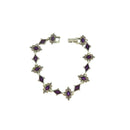 Napier Silver Tone Bracelet With Purple Enamel & Pink Rhinestones — Silver, Enamel • Diamond — front view