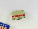 Vintage Political Patriotic Lithograph Tin Collar Tab Clip Pin Lot of 6 Jay Cooke Martin Republican CFC USIT Eagle