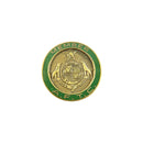 Vintage Member A.F.T.C. American Fox Terrier Club Lapel Pin 1" Gold Tone Green Enamel — Gold, Enamel — front view