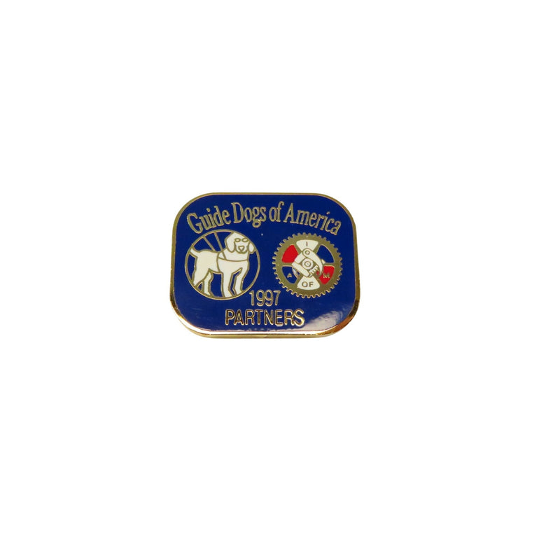 Guide Dogs Of America 1997 Partners Lapel Pin Blue & Gold Tone Rectangle 1" Union Made