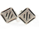 Sterling Silver Fancy Square Faced Whale Back Dress Cufflink Set