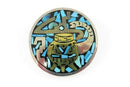 Taxco Sterling Silver Mexico Inlaid Retro Style Brooch Pendant Turquoise Inlay