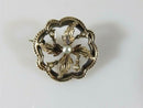 Edwardian 10K Gold Seed Pearl Openwork Brooch / Lapel Pin