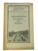 Front cover of U.S. Department of Agriculture Farmers' Bulletin No. 1567, Propagation of Trees and Shrubs, with handwritten names at top.