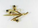 Vintage Gold Vermeil Sterling Silver Black & White Spray Brooch 3 3/4 x 2 3/4