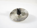 Fancy Sombrero Pin Brooch Sterling Silver & Onyx 925 Marked JE Hat Floral Design