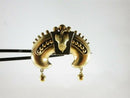 Antique Victorian 18K Gold Etruscan Revival Crescent Brooch with Dangles Circa 1860s