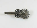 Beautiful Victorian Guitar Brooch Floral Decor Forget Me Not in Sterling