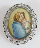 Old Hand Painted Miniature Madonna of the Streets 800 Silver Pendant Brooch