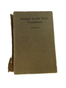 Front cover of Studies in the New Testament by Robertson with detached and damaged spine material beside it.