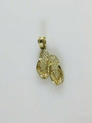 14K Yellow Gold Myrtle Beach Flip Flop Pendant, Solid 1.3 g