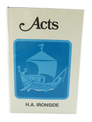 Front dust jacket of Acts by H. A. Ironside, with a blue illustration of a sailing vessel.